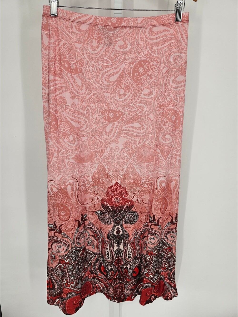 NYCC Women's Pink Polyester Floral Printed Elastic Waist Maxi Skirt Size M
